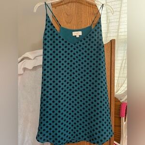 LOFT Teal and Black Star Pattern blouse